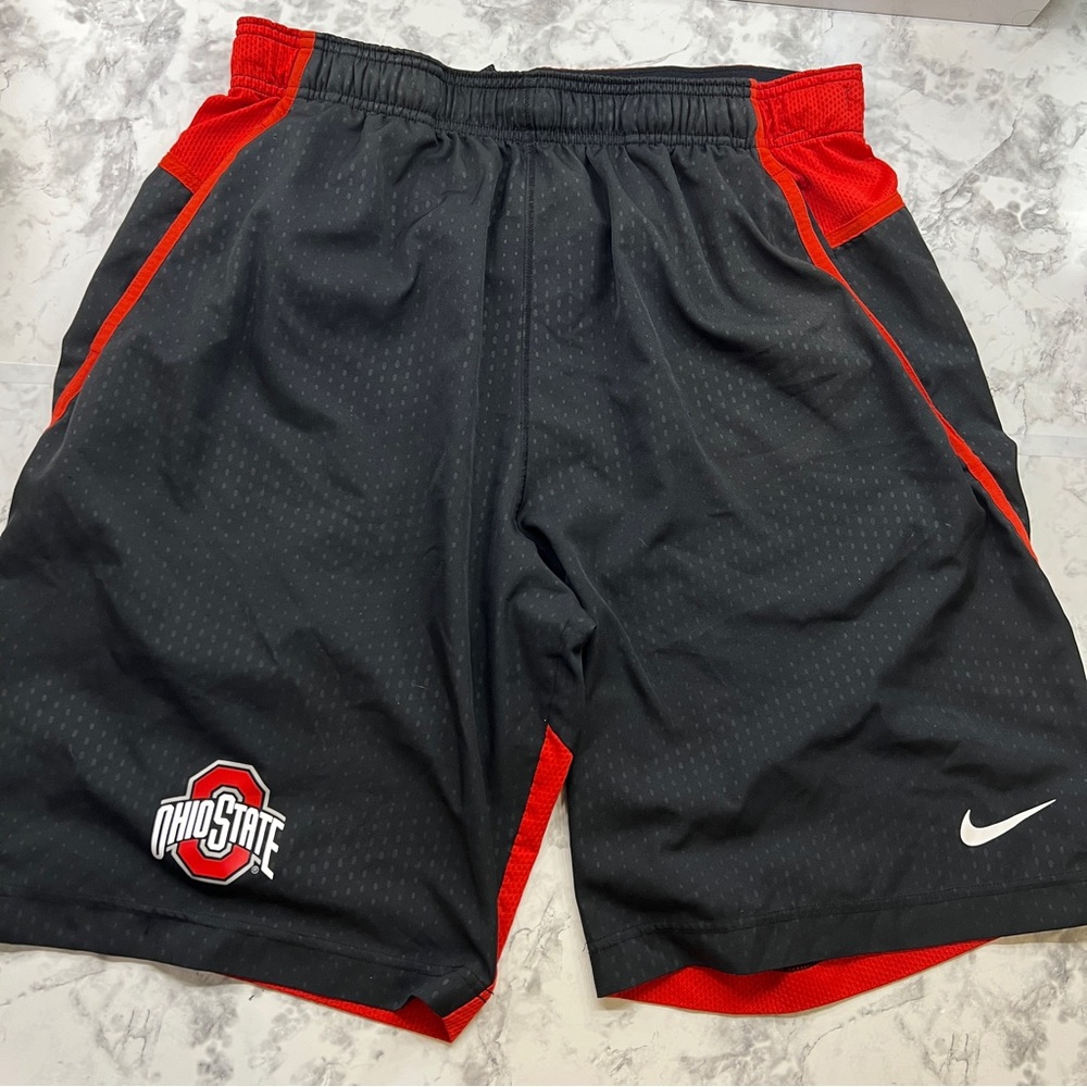 Nikw Ohio State Large Dri-fit Basketball Shorts Black and Red